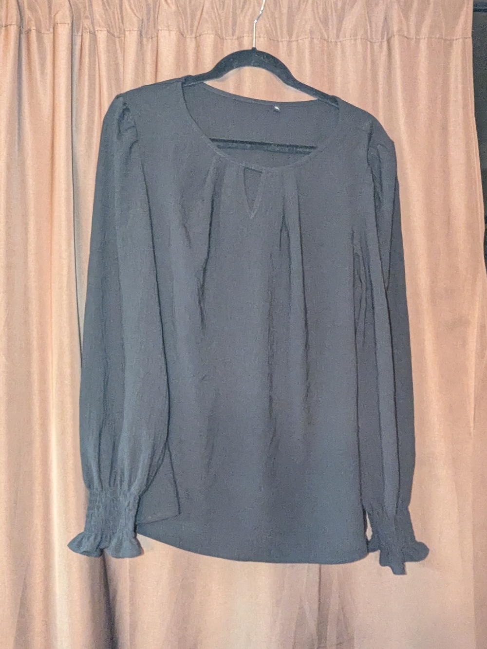 Classic Black Long-Sleeve Women's Blouse
